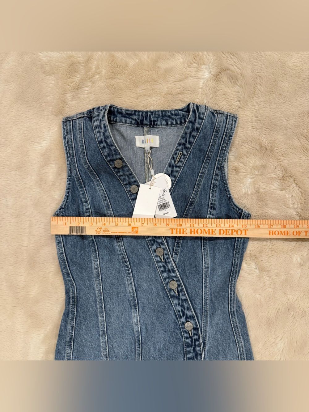 RAILS Strand Asymmetric Sleeveless Button-Up Frayed Denim Dress Size S NWT - Picture 6 of 7
